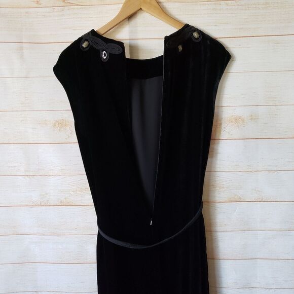 Tory Burch Thora Velvet Sleeveless Round Neck Embellished Belted Dress Size 8 - Picture 9 of 13